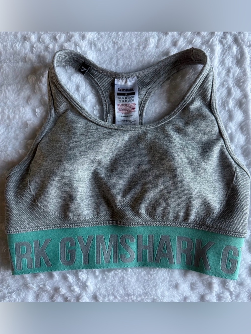 GYMSHARK Flex Sports Bra Heathered Grey Dusky Teal Women’s Size Small - Picture 4 of 13